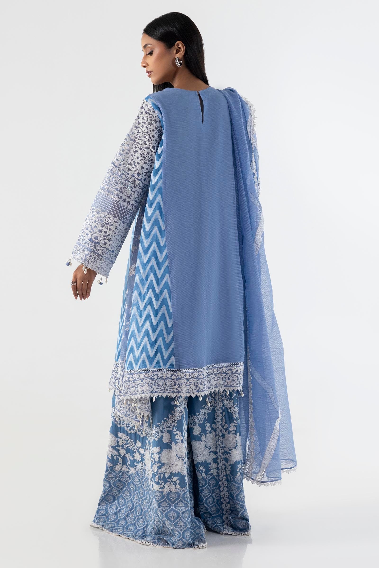 Blue Silk Gharara